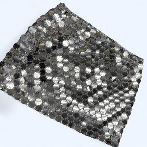 Black & Silver Metallic Silver Disc Fabric